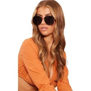 PRETTYLITTLETHING BLACK FRAMELESS OVERSIZED ROUND SUNGLASSES